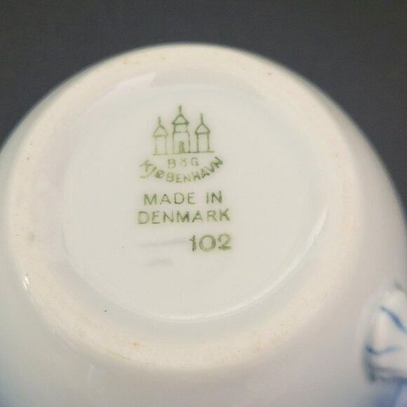 Vintage Bing & Grondahl Seagull Flat Cup Set Coastal Blue White Ombre Gold Trim - Picture 8 of 10